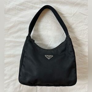 Authentic Prada black nylon hobo bag